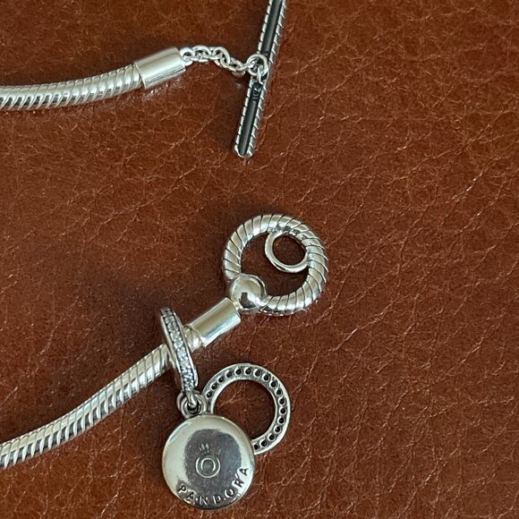 Pandora Moments T-Bar Snake Chain Bracelet 18cm /7.2 inch - Picture 7 of 10